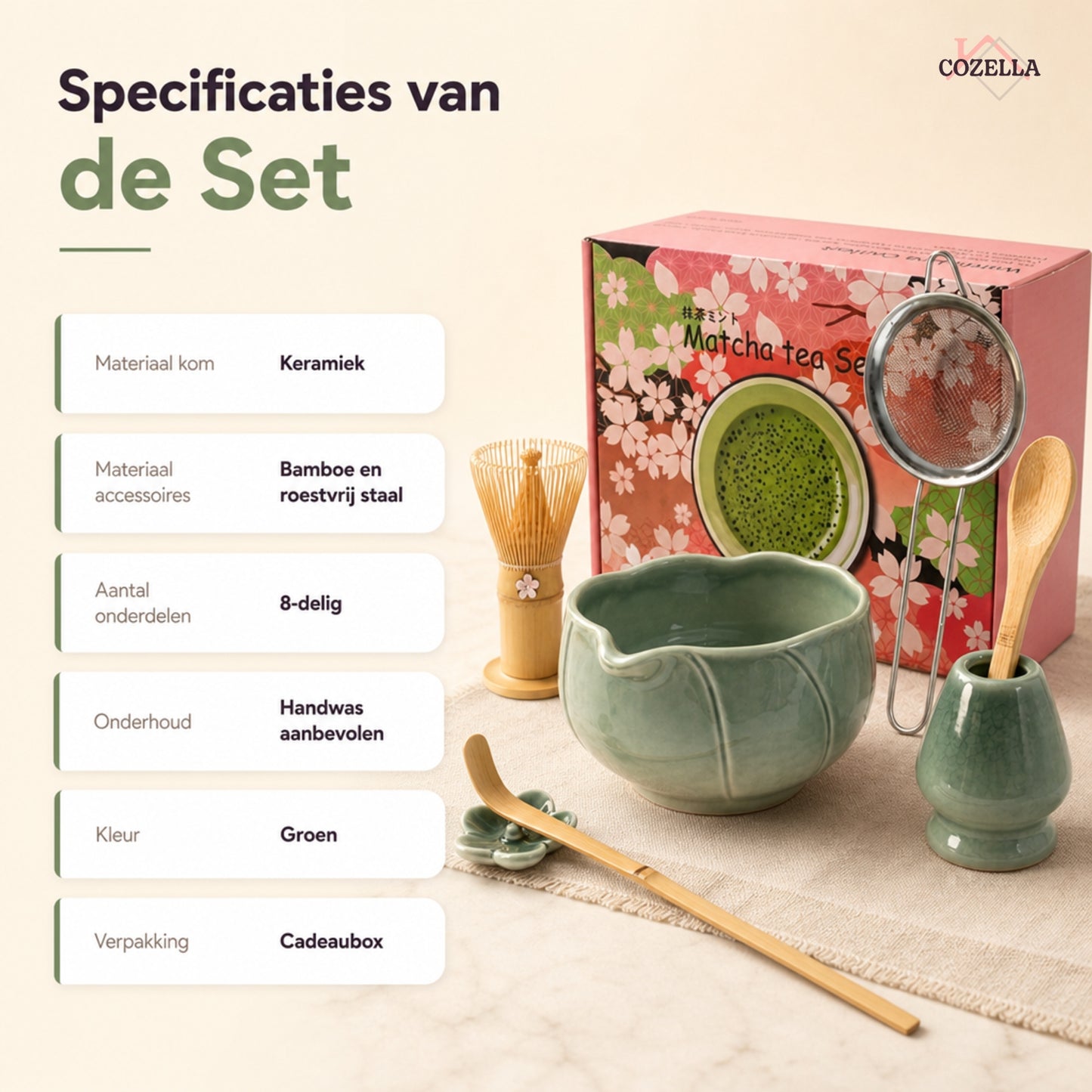 Matcha Set 8-Delig - Groen
