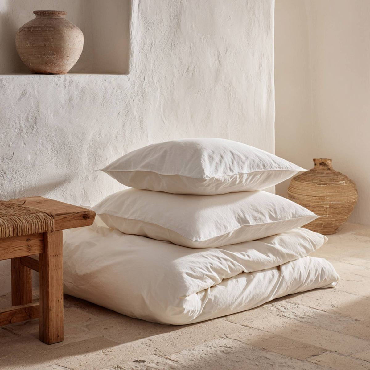 Dekbedovertrekset 100% zacht katoen 2/3-delig: Rosa Polvo / 240x220 cm + 2(50x85) cm